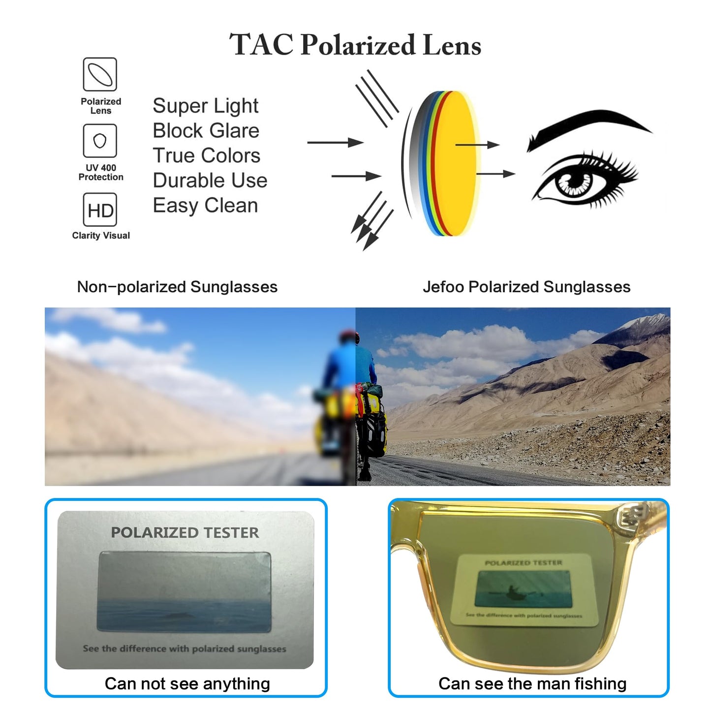 Jefoo Polarized Square Sunglasses for Women Men Oversized Fashion Siamese Lens Style Flat Top Shield Shades UV Protection