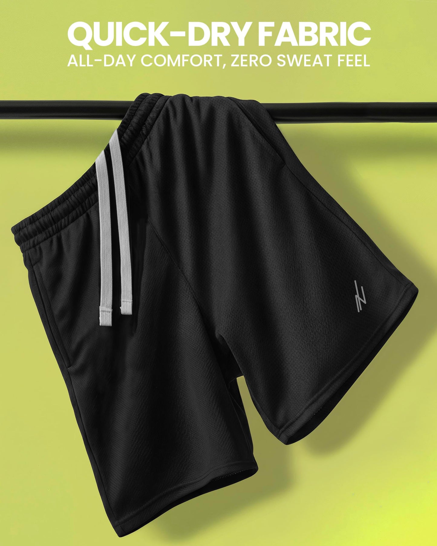 NY Threads Men's Athletic Shorts Quick Dry Loose-Fit Lightweight Running Workout Gym Shorts with Pockets, Medium, Black