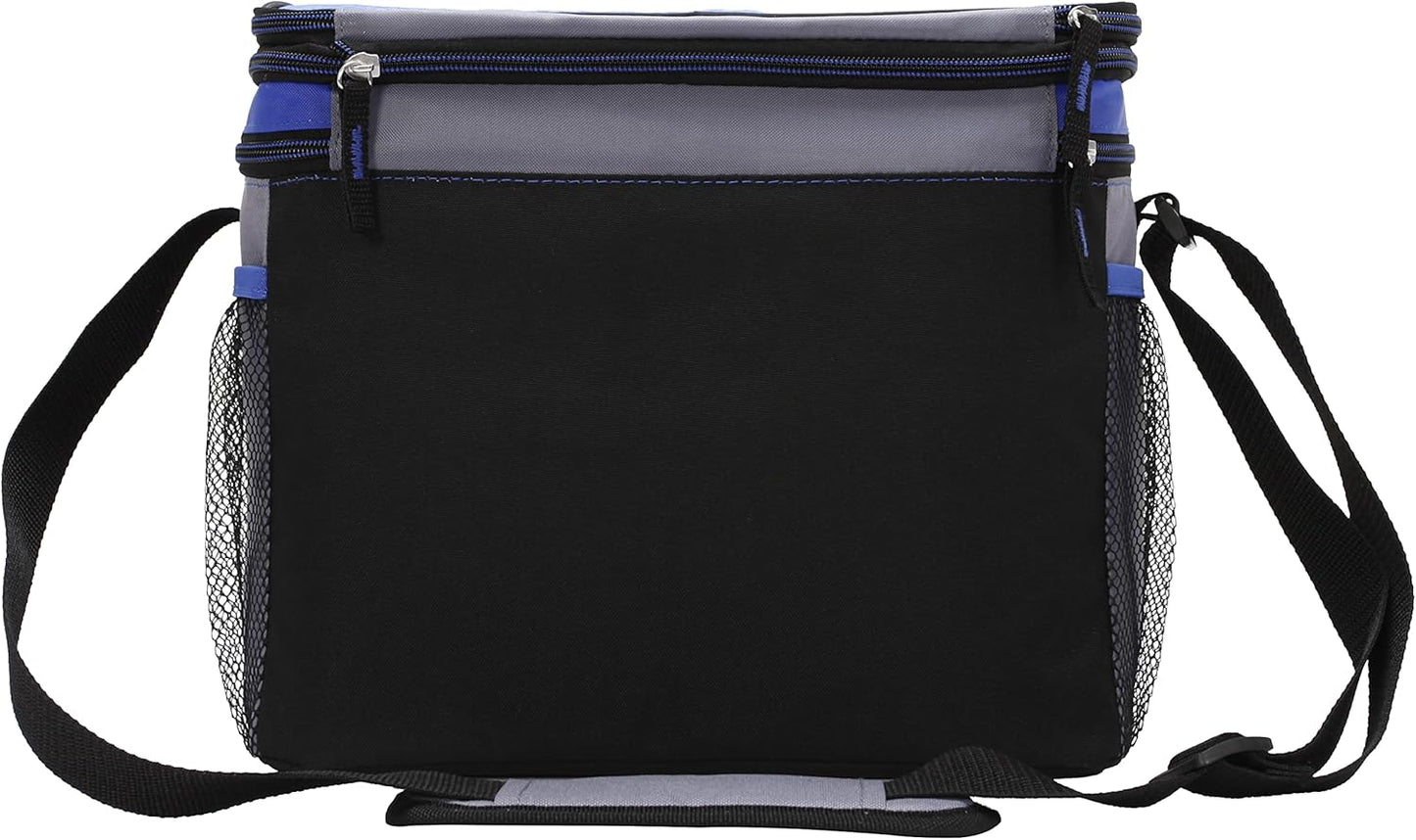 Ozark Trail 12 Can Cooler Bag Insulated Tote Hot/Cold Thermal, Expandable Top, Hard Plastic Liner, Shoulder Strap, for Lunch Work School Camping, Blue