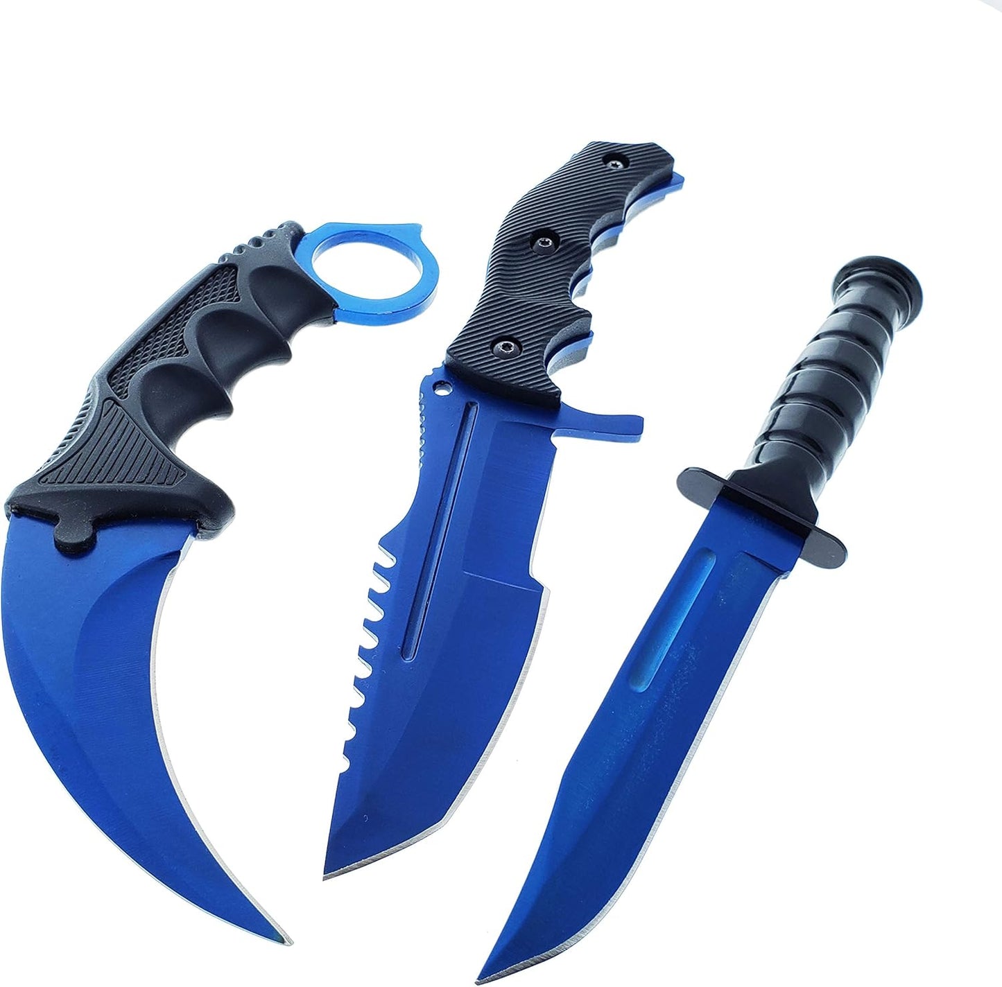 Falcon Knives CSGO Tactical Fixed Blade Set. 3 PCS Tactical Daggers. 2 Different Combo. for Collection, Gift, and Outdoors Camping Cut Ropes, Branches