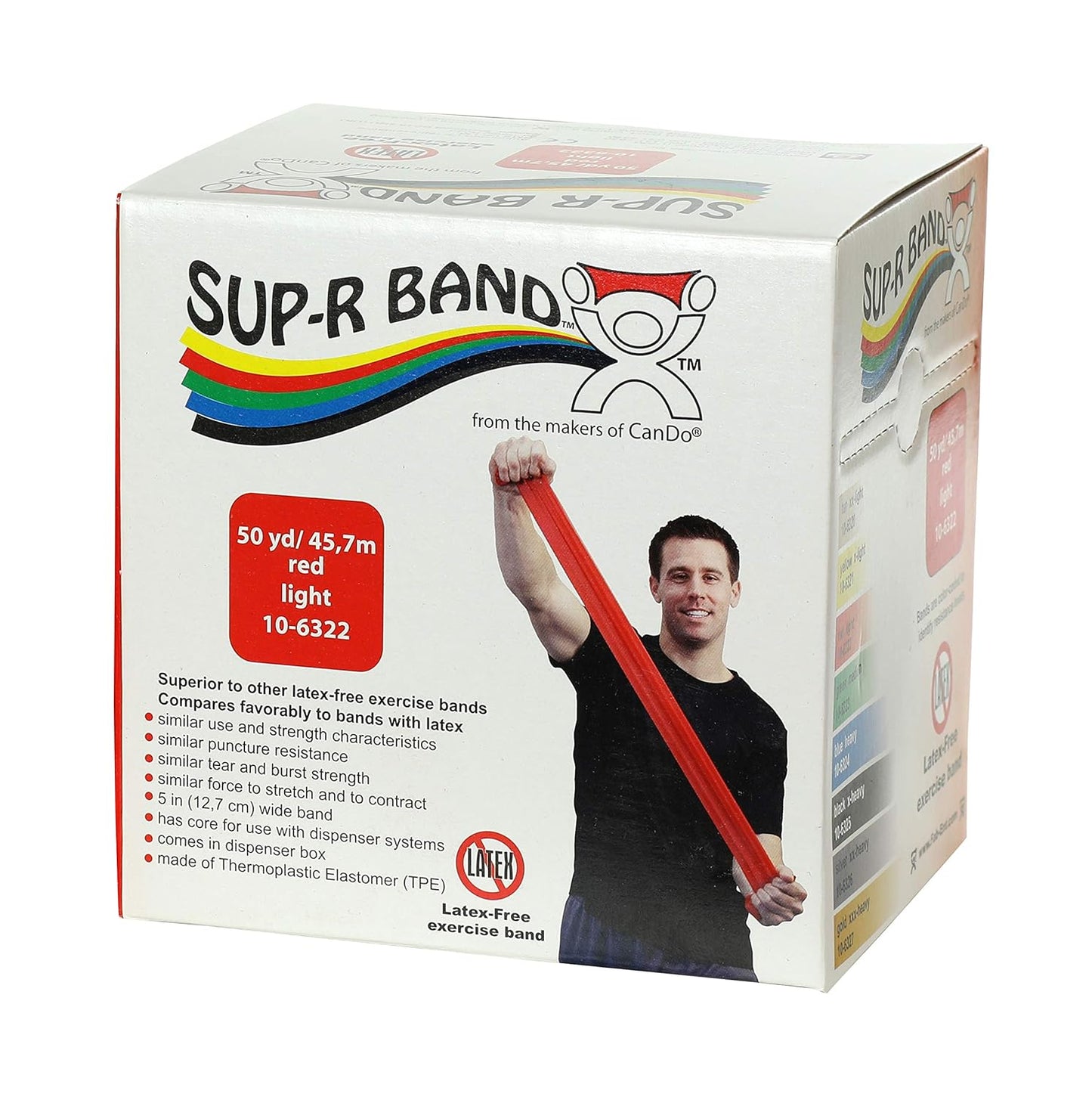 CanDo 10-6323 Sup-R Latex Free Exercise Band, 50yds Length, Green-Medium