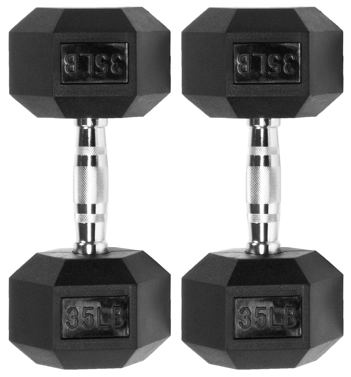Fitvids Premium Rubber Encased Hex Dumbbell, 35LB Pair