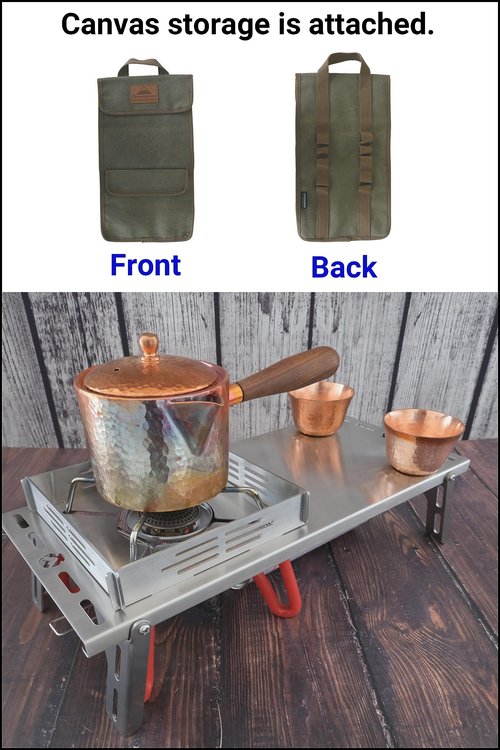 CAMPINGMOON Solo Camping Table Small Tabletop Heat Shield Windshield Stainless Steel Lightweight Compact with Storage Bag for ST-310 Alcohol Stove SK-310CP (Silver)