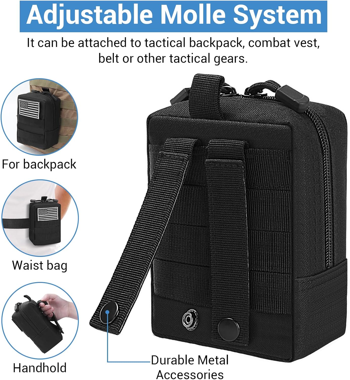 FUNANASUN 2 Pack Molle Pouches Tactical Pouch Small Molle Pouch Compact Water-Resistant EDC Pouch Molle Bag