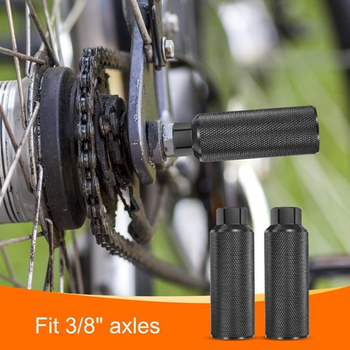 HARFINGTON Bike Pegs Aluminum Alloy Rear Stunt Pegs Anti-Skid Back Seat Stands Fit 3/8" Axles for Mountain Bike BMX, Black