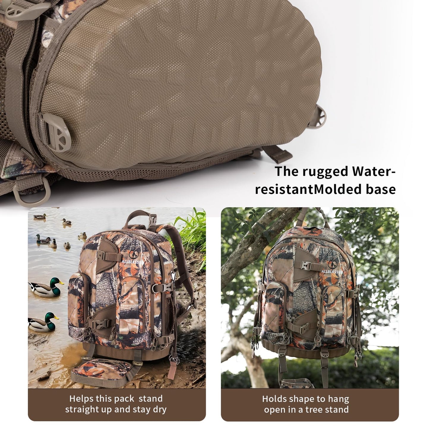 ALLBLESSED Waterproof Hunting Backpack with Binocular Harness Chest Pack for Gun and Bow Holder duck hunting accessories