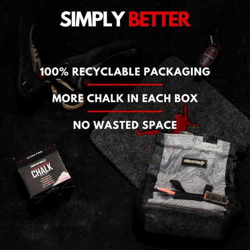 SURVIVOR Gym Chalk - Climbing Chalk, Lifting Chalk, Gymnastics Chalk - Pure Magnesium Carbonate Hand Chalk Powder, Weightlifting Chalk Gym - Rock Climbing Chalk for Weights (Ultra Fine, 3.5 OZ.)