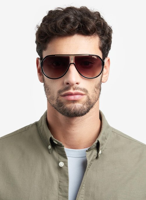 Carrera Men's 1057/S Square Sunglasses, Black Gold, 64mm,11mm + 1