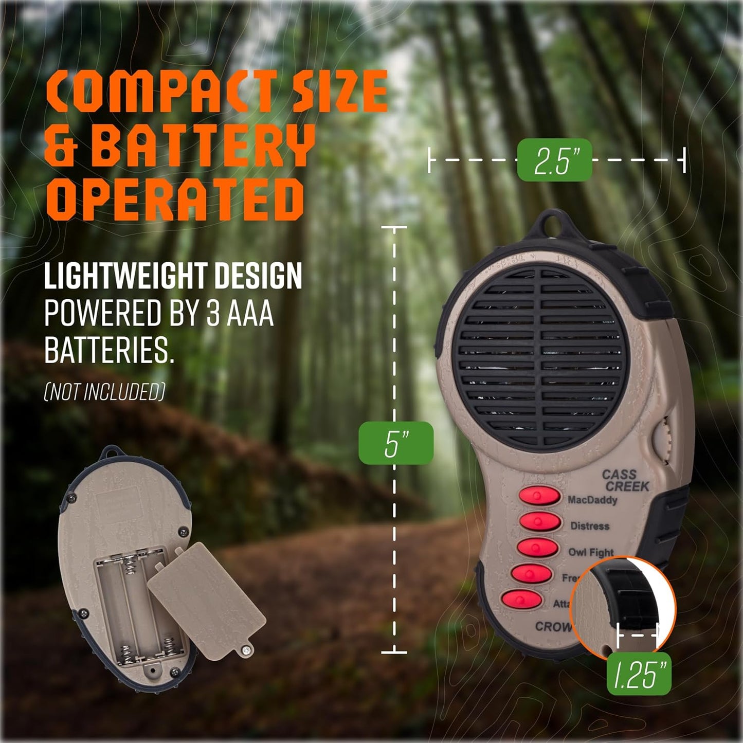 Cass Creek Ergo Call, Handheld Electronic Hunting Call, Compact Design, 5 Authentic Calls in 1, Expert Calls for Everyone
