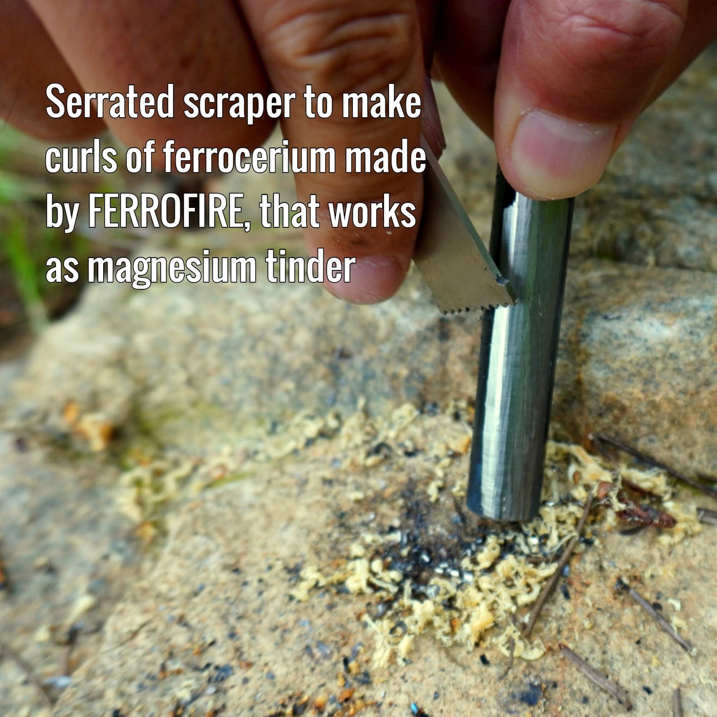 FERROFIRE FS384 Classic Ferro Rod Fire Starter with 3/8 Inch x 4 Inch Ferrocerium Rod Magnesium Flint and Steel Ferro Rod Striker 550 Paracord Lanyard Handle for Camping Emergency Survival Hiking BBQ