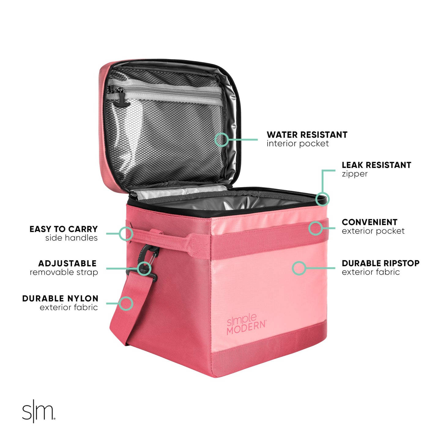 Simple Modern Day Cooler for 12 Cans | Soft Cooler Bag Insulated Ice Chest with Carrying Strap & Handle | Lunch Box for Travel, Camping, Work, Beach, Picnic, Game Day | 11 Liter | Salmon