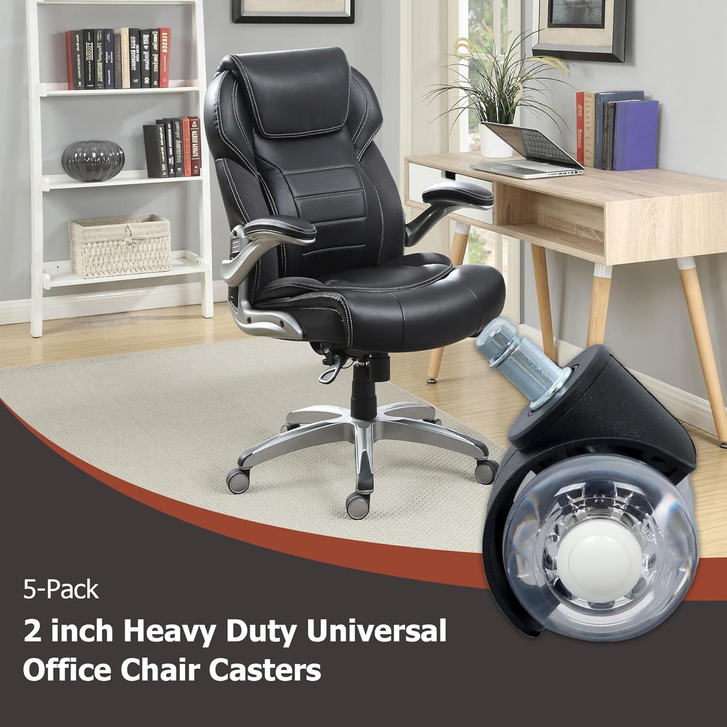 5 Office Chairs with 2-Inch 360 ° Swivel Rubber Wheels