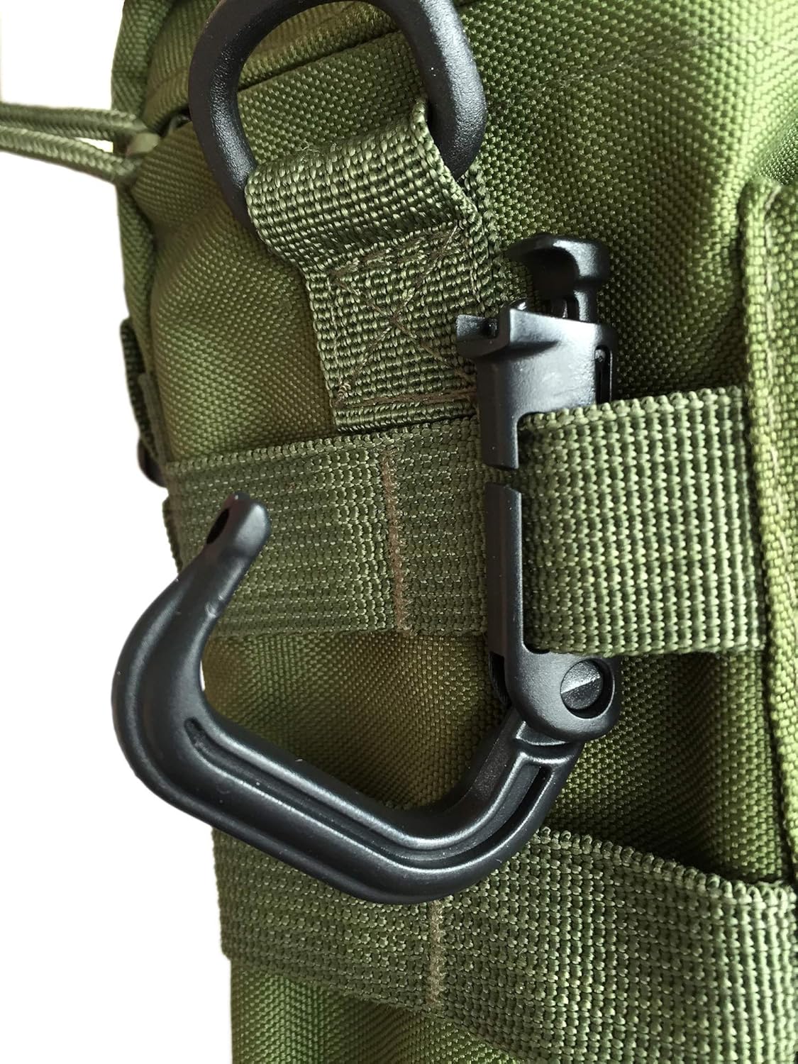 valonic Grimloc Carabiner, 4 Pack, Very Robust, Black and Stable Plastic D-Ring for Tactical Backpacks and Bags with 1" / 25mm Strap for attaching Equipment, Molle