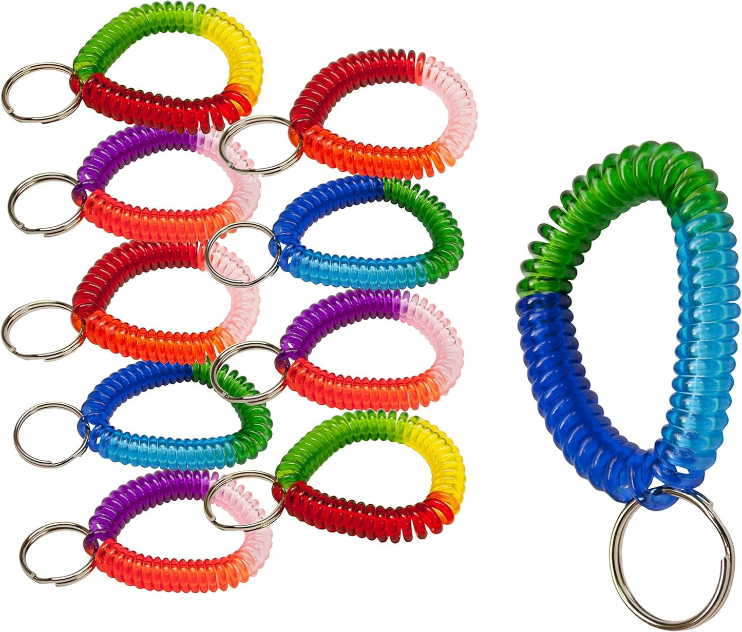 ucky Line 2” Spiral Wrist Coil with Steel Key Ring, Flexible Wrist Band Key Chain Bracelet, Stretches to 12”, Purple, 10 Pack (41065)