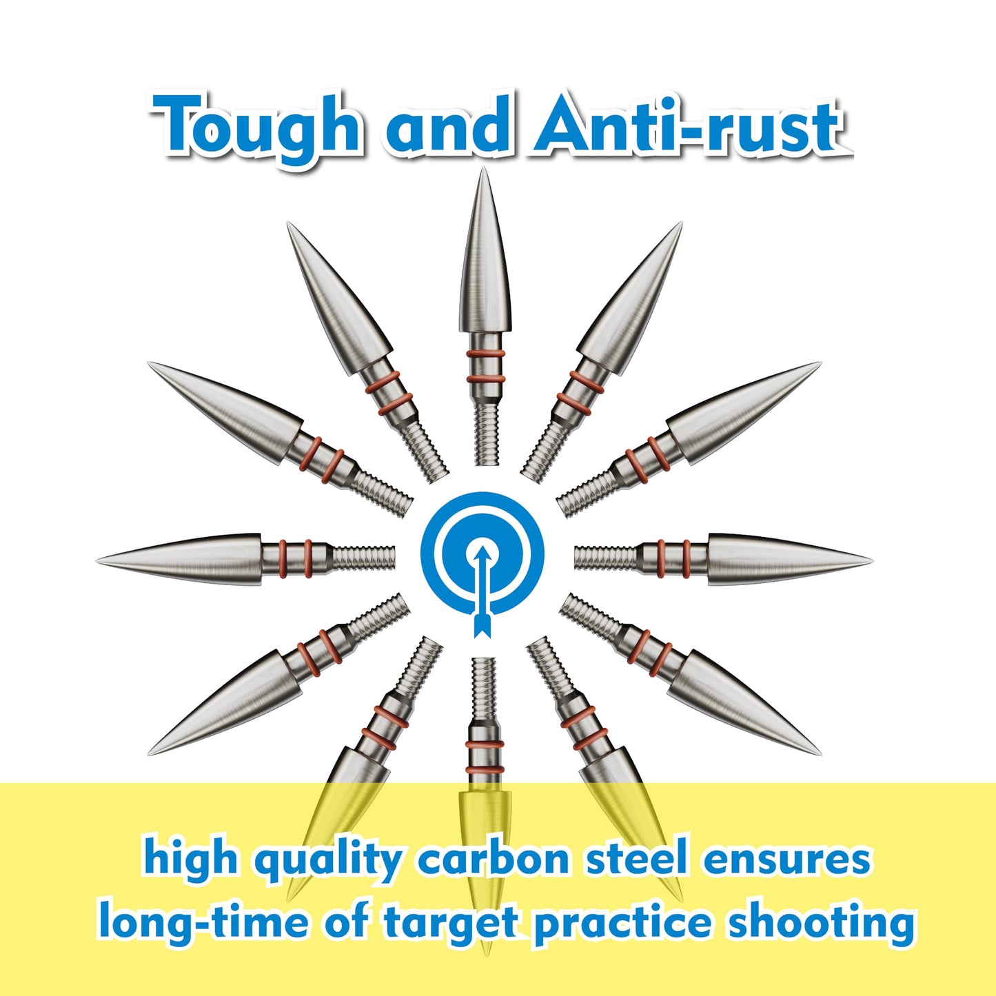 12pcs Archery Arrow Tips 100/125/150/200 Grain Field Tips 5/16 Inch, Stainless Steel Screw in Bullet Points, Archery Target Crossbow Practice Tip for Recurve Bow, Compound Bow, Hunting Bow