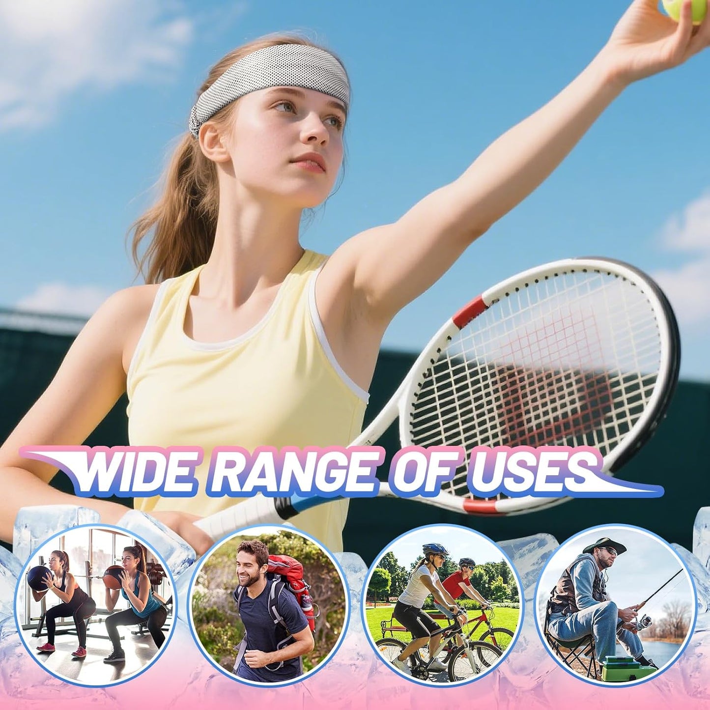 Cooling Headbands | 4-Pack Elastic Sweat Bands for Men & Women – Moisture-Wicking