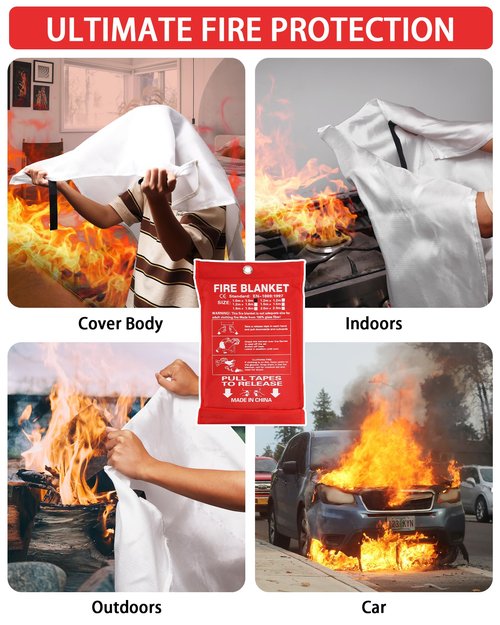 Emergency Fire Blanket - Premium Fire Suppression Blanket for Kitchen, 40' x 40'