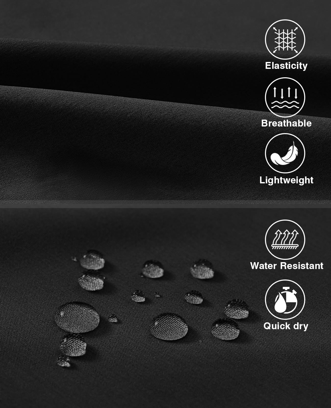 Rdruko Men's Hiking Shorts with Zipper Pockets 7'' Lightweight Quick Dry Workout Shorts Running Athletic Shortss,Black,M