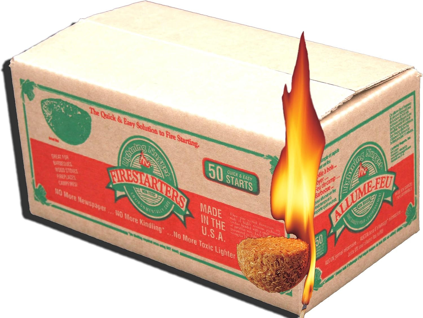 N50VBOX Firestarters Box of Fire-Starting Nuggets, 50 Count,Tan