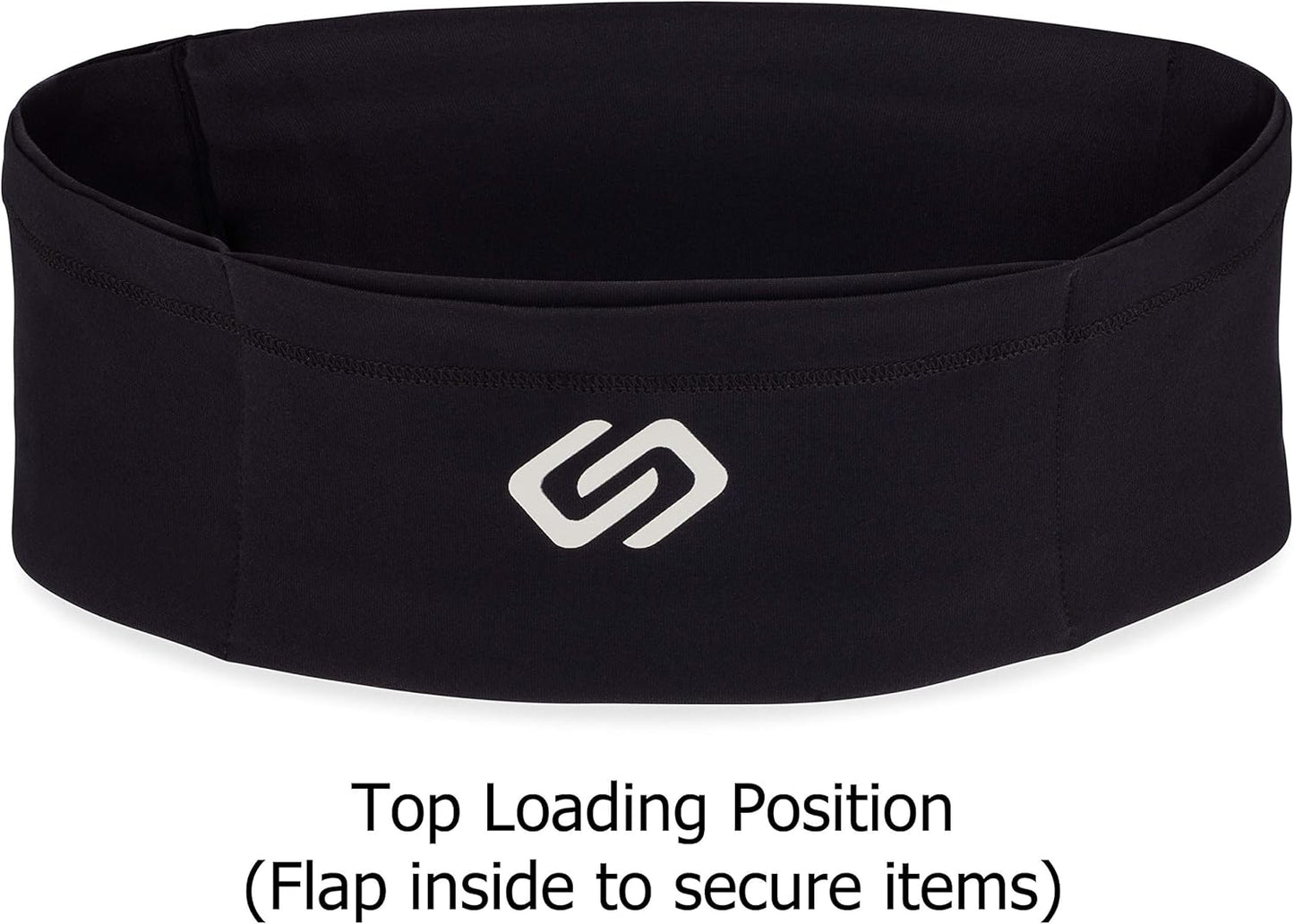 Sporteer VersaSlim Running Belt, Travel Money and Passport Belt, Workout Waist Pack for Smartphones and Personal Items (Black, Medium)
