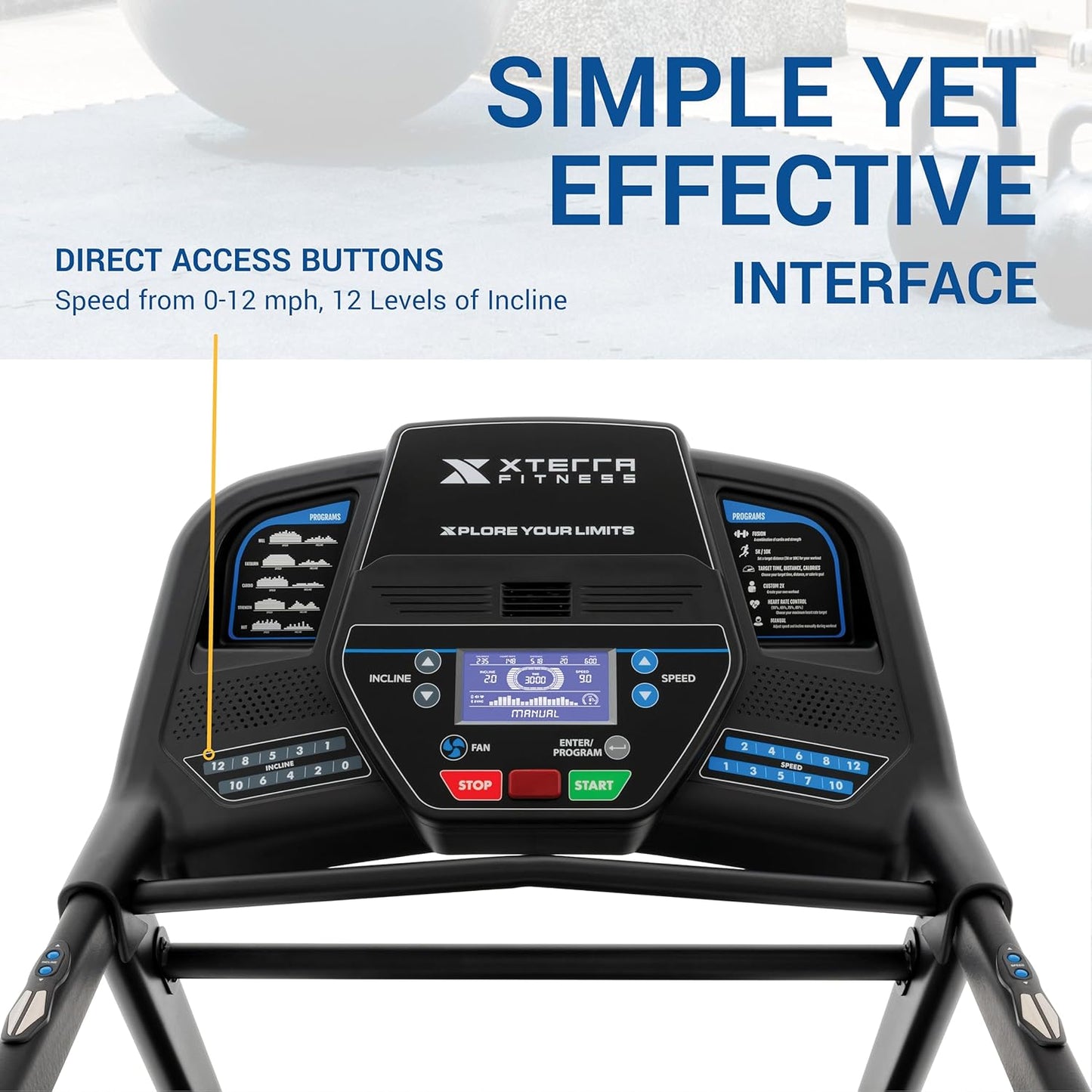 XTERRA Fitness Sport Series Premium Folding Smart Treadmill, Handlebar Speed and Incline Controls, Large XTRASoft Cushioned Running Deck, Built-in FTMS-Enabled Bluetooth with XTERRA+ Fitness App