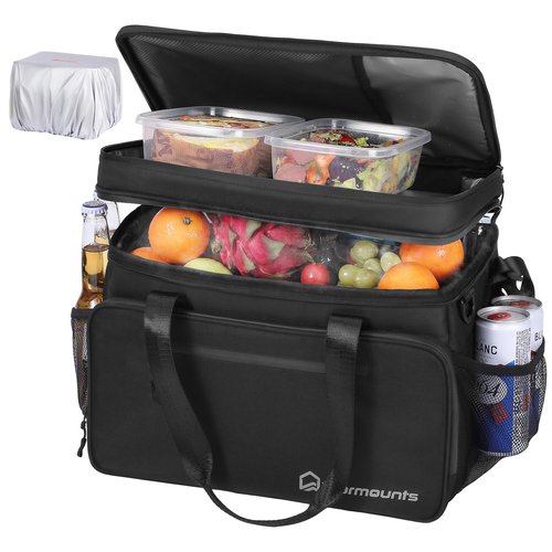 WARMOUNTS Leak Proof Insulated Cooler Bag, 48 Cans Soft Sided Lunch Bag Coolers w/Zippered Top, 5-Layer Large Ice Chest Bag for Camping, Beach & Travel