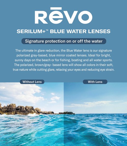 Revo Vertex Polarized Sunglasses | Lightweight Wraparound Profile | Sporty Rectangle Frame | Crystal Frame/Blue Water Lens