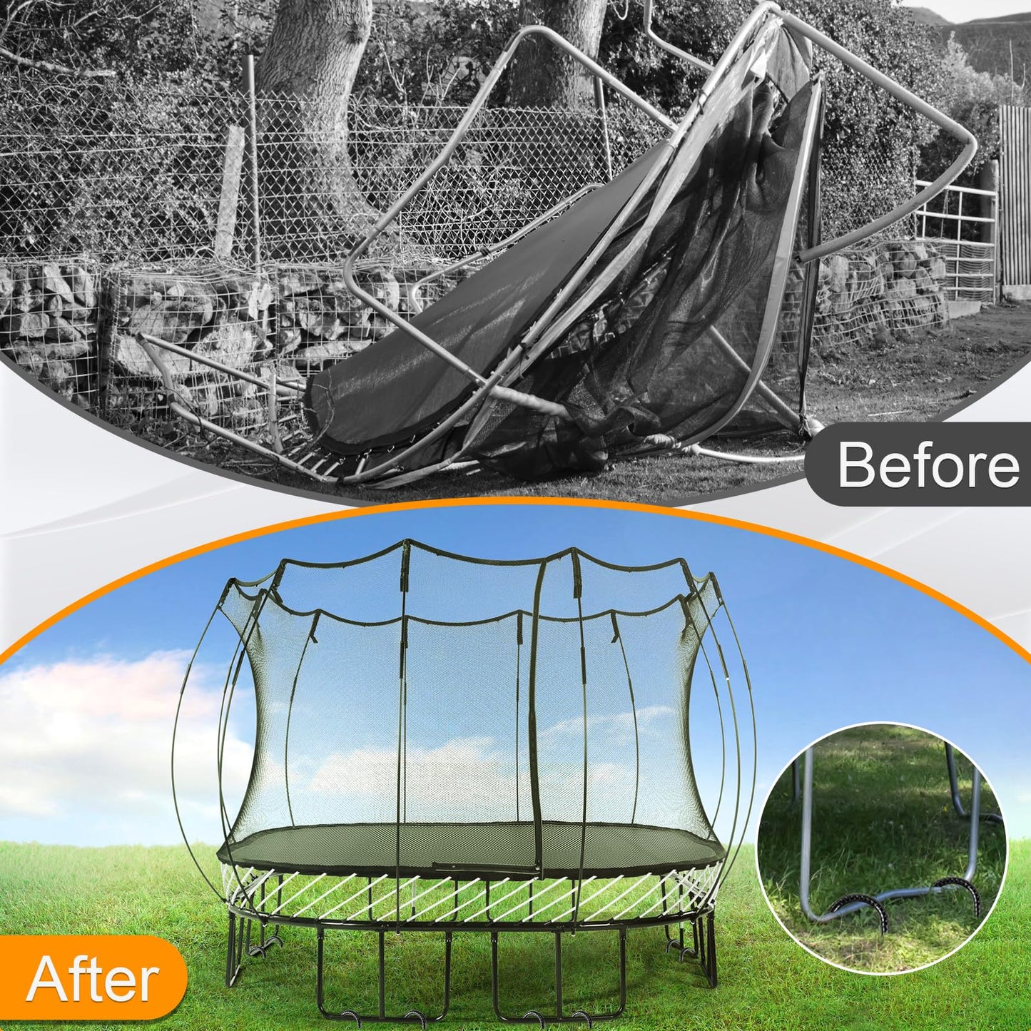 Fabulas Rebar Stakes, 12 Inch 12 Pack Ground Stakes U Hook Heavy Duty Metal Steel Trampoline Anchors with Chisel Point for Trampoline High Wind Chicken Coop Accessories Fence Gardening Tent Dog