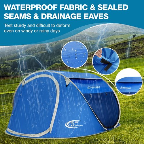 Easy Pop Up Tent 2-4 Person Waterproof - Pop-Up Camping Tents Automatic Tent Throw Pop Up Instant Flip Pop Tent for Camping,by ZOAMKE