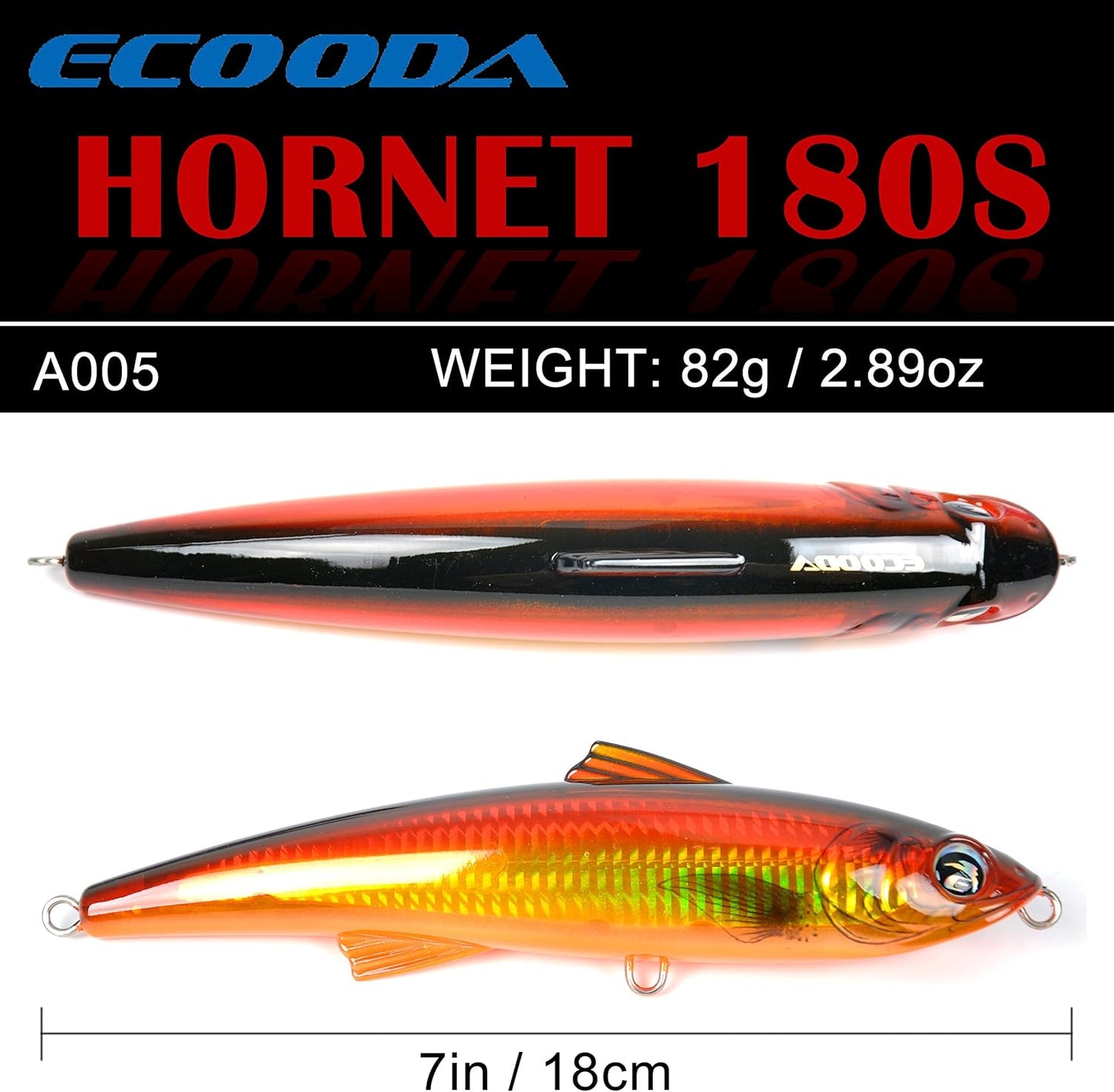 Hornet Saltwater Fishing Lure 2.9oz 7in Topwater Popper Hard Bait Floating Pencil Lure for Kingfish/Tuna/Mackerel/Marlin/Mahi Mahi Offshore Trolling Onshore Floating Crankbait
