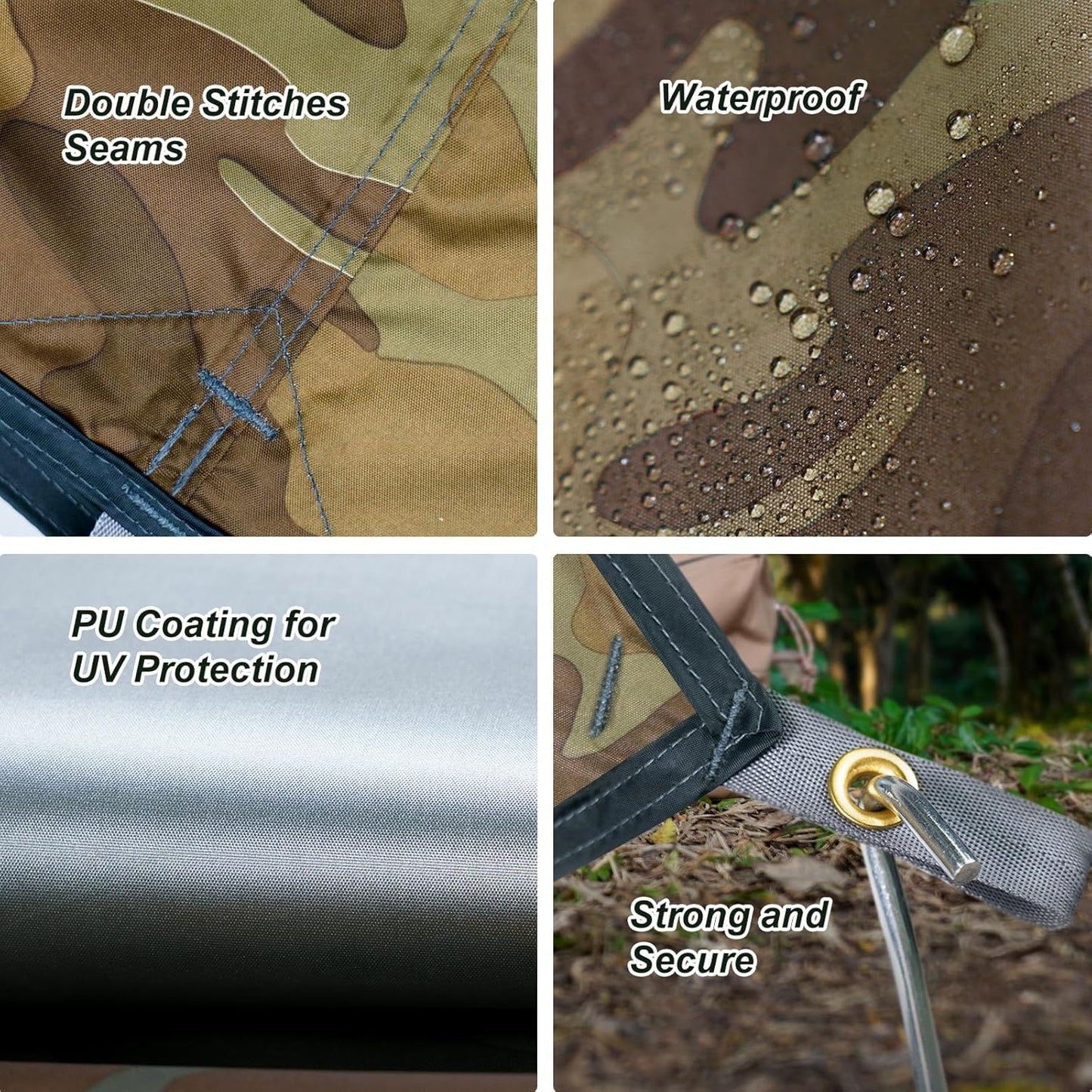 Unigear Hammock Rain Fly, 16.4/14.4/13/10ft Camping Tarp, UV Protection & Waterproof & Lightweight for Camping, Backpacking and Outdoor Adventure (Brown,10 * 10ft)
