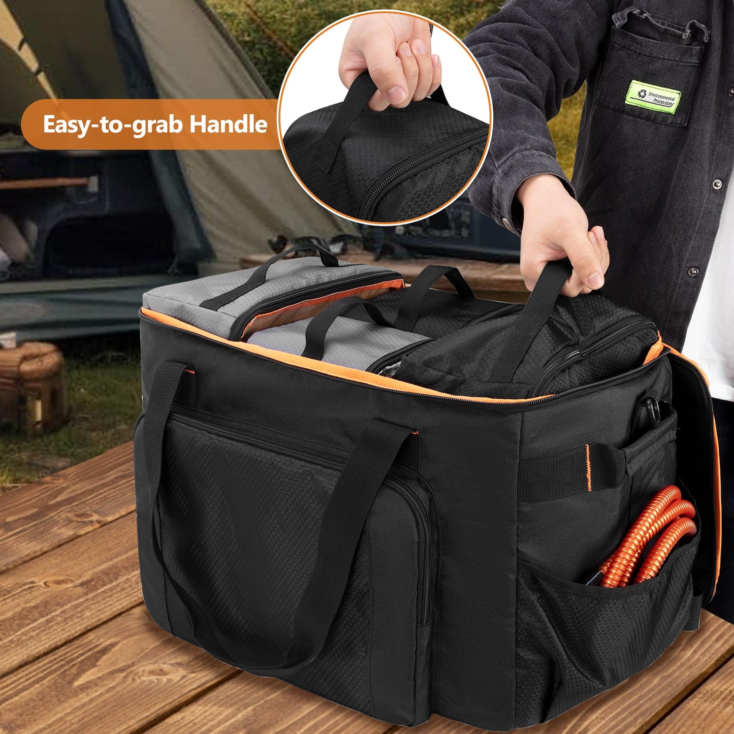 GRAOSO Camping Organizers and Storage, 4 Pcs Camping Packing Cubes with Carrying Bag for Easy Storage and Transport, 5-in-one Tactical Bag with Hard Bottom, Patented Design