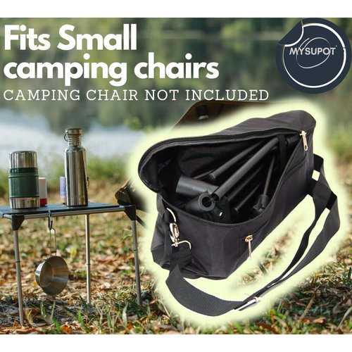 MYSUPOT 14"x4"x6" (Black) Replacement Bag for Portable, Lightweight, Ultralight, Foldable, Portable, Compact Camping Chair w/Front Pocket - 420D Oxford Polyester Fabric