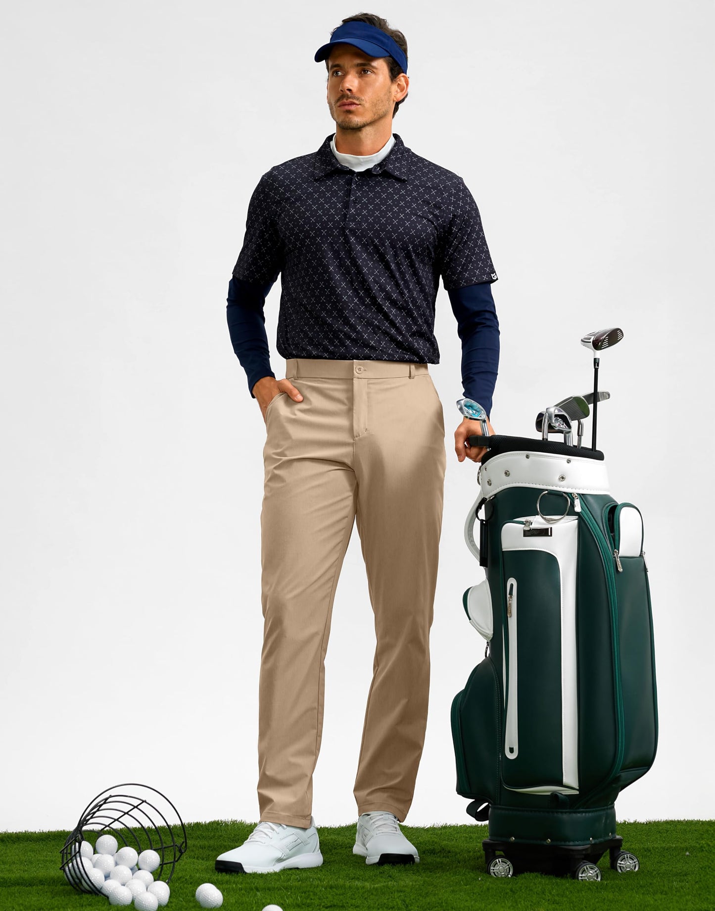G Gradual Men's Golf Pants with 5 Pockets 30"/32"/34" Lightweight Quick Dry Stretch Work Dress Pants Casual Slacks for Men(Khaki,W34 L32)