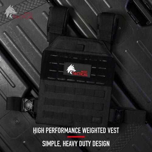 WOLF TACTICAL Simple Weighted Vest Men Womens Weighted Vest for Walking Running Training Rucking Adjustable Weight Vest, Black