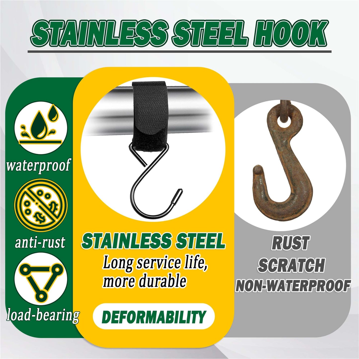 HZCGJMY 10Pcs Outdoor Hunting Tent Hanging Hooks Black Hunting Shelter Hooks Multi Functional Metal Hooks with Straps Adjustable Velcro Hooks for Outdoor Hunting Camping Hiking Ice Fishing