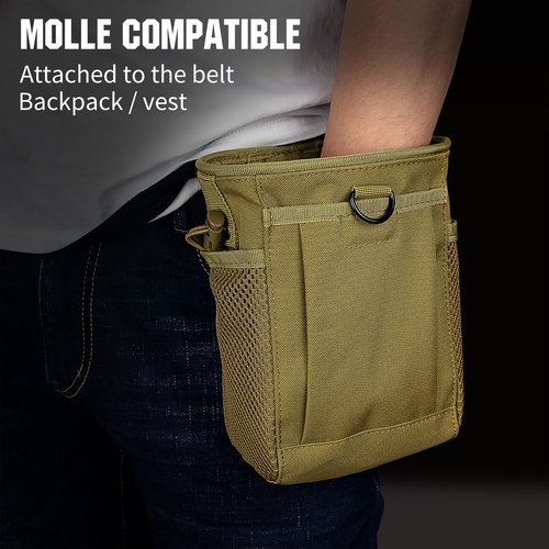 bvya Tactical Molle Drawstring Dump Pouch Magazine Ammo Pouch Utility Hip Belt Waist Bag with D-Ring for Outdoor Supplies