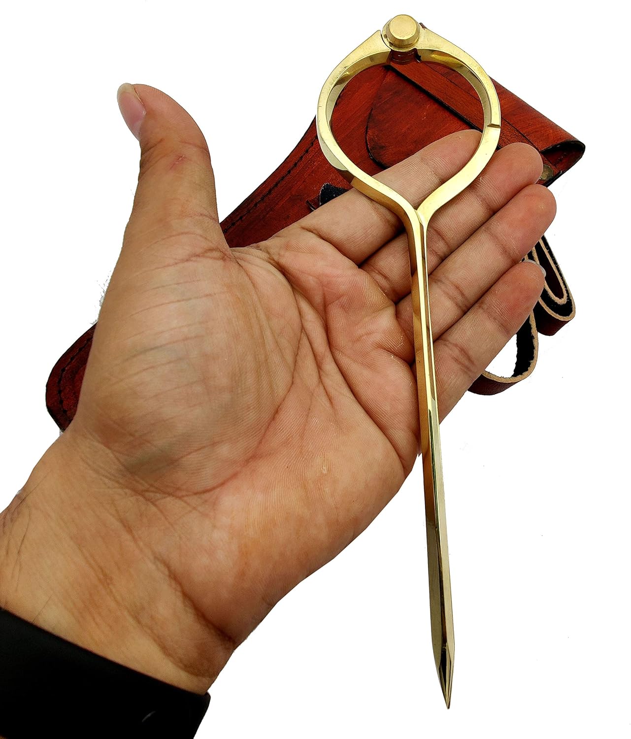 5MoonSun5's Vintage Navigation Straight Pattern Artist Divider Solid Brass Drawing Tool Professional 8” Long Divider Marine Navigation Compass with Handmade Leather case (8 inch Brass tip)