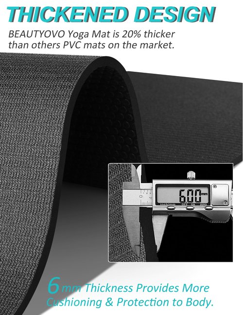 BEAUTYOVO 6' x 4' Large Yoga Mat, 1/4 Inch Extra Thick Yoga Mat Double-Sided Non Slip, Professional PVC Yoga Mats for Women Men, 24 Sq.Ft Large Exercise Mat for Yoga, Pilates and Home Workout