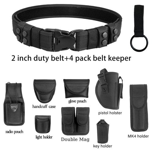ZGJINLONG 10 in 1 Duty Belt Rig police Molded Pouches Kit Tactical Utility Security Guard Belt Modular Law Enforcement Military Equipment Belt 4 pack Belt Keeper