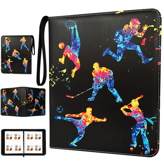 400 Pockets Sports Cards Binder,Trading Cards Holder Card Collectors Album,Trading Card Binder 4 Pocket with 50 Removable Sleeves for Football Baseball Basketball Hockey Soccer Card