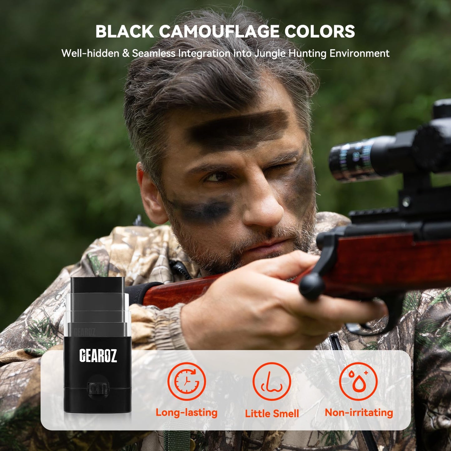 GearOZ Black Hunting Face Paint Stick, Deer Hunting Concealment Face Body Makeup Paint for Tactical Shooting Game Hidden & Baseball/Football/Softball, Hunting Accessories & Gear for Hunters Men Women