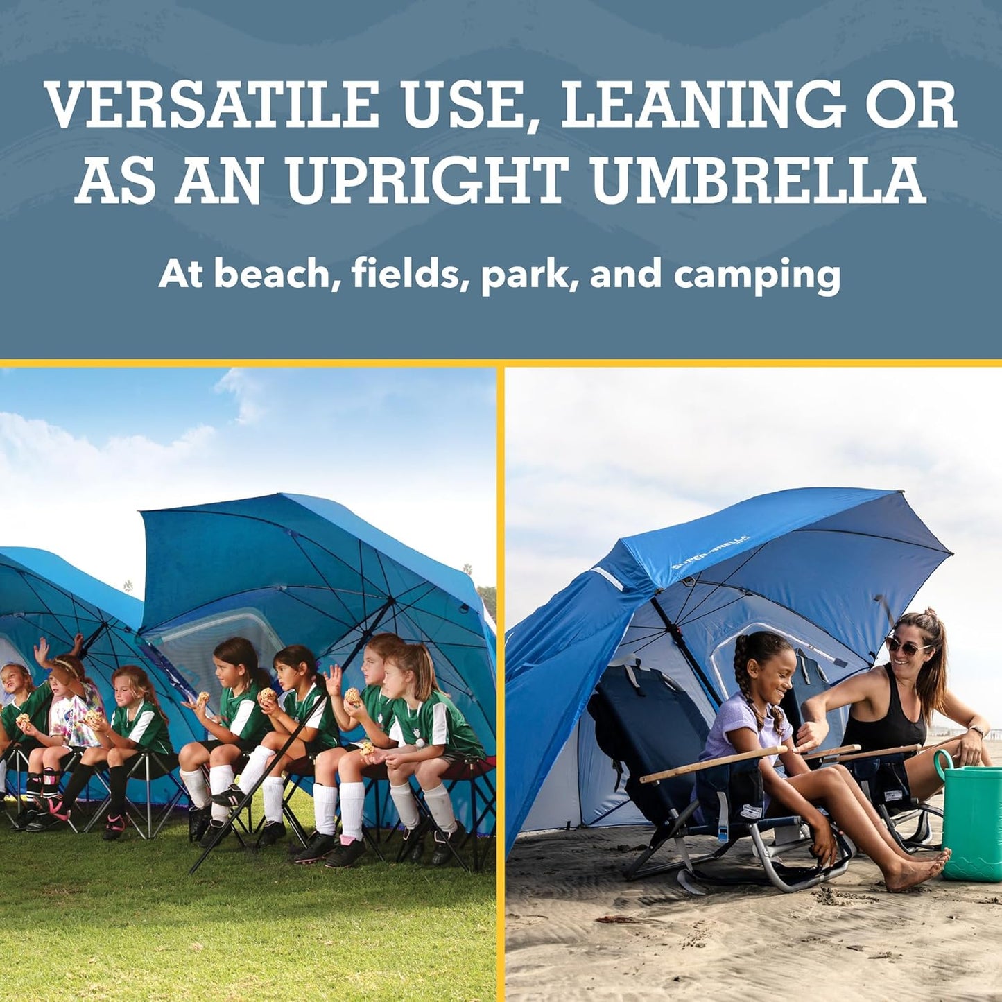 Sport-Brella Super-Brella SPF 50+ Sun and Rain Canopy Umbrella for Camping, Beach and Sports Events (8-Foot, Blue)