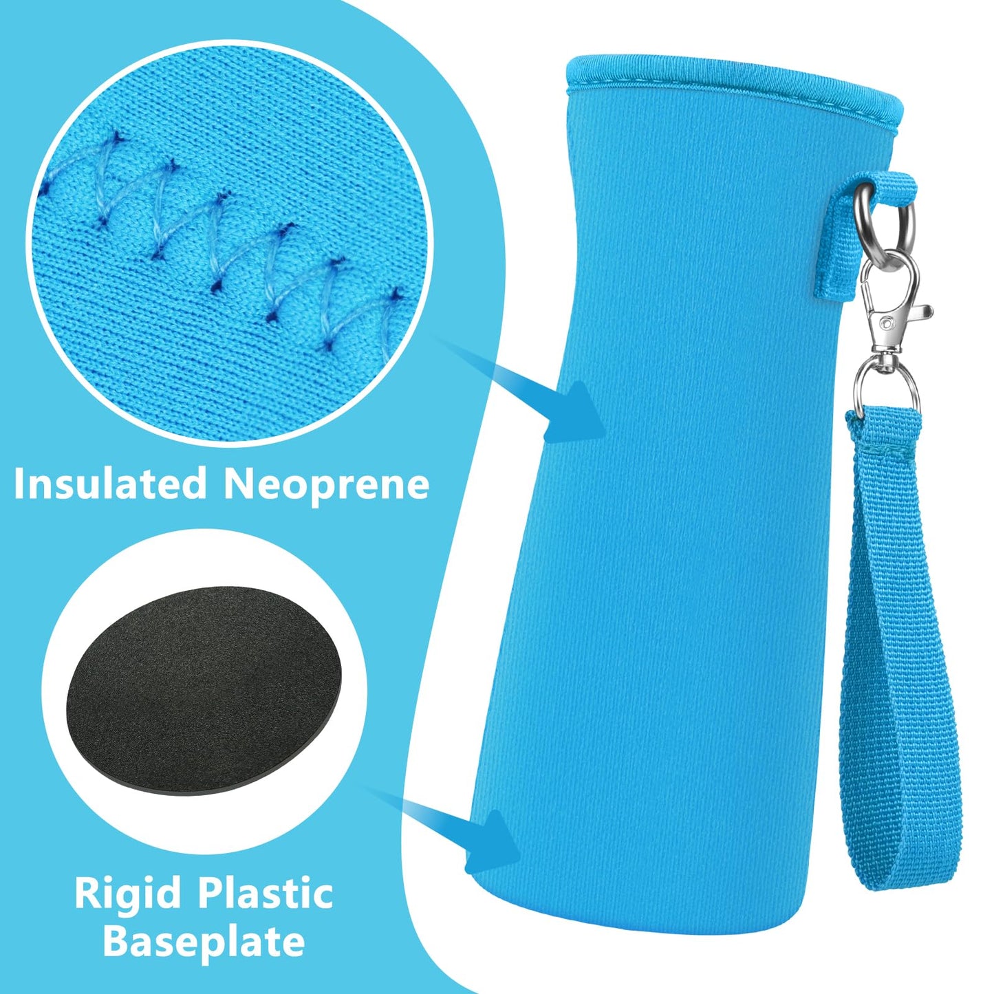 2Pcs Protective Sleeves with Detachable Strap for Cirkul Water Bottle, for 22 oz Plastic & Stainless Steel, Anti-slip Cover Made for Cirkul Accessories, Sweat Absorbing Material, Blue & Purple