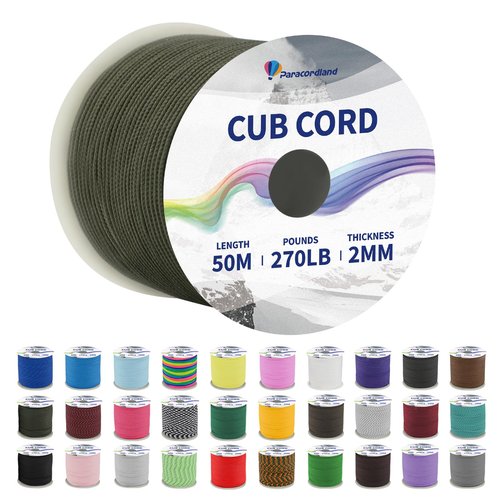 Paracordland-270LB Paracord Rope-50ft-Micro 2mm-Utility Cord Thin Braided Best for Military & Camping Survivl Bracelet DIY Projects Fishing Lanyards-Army Green
