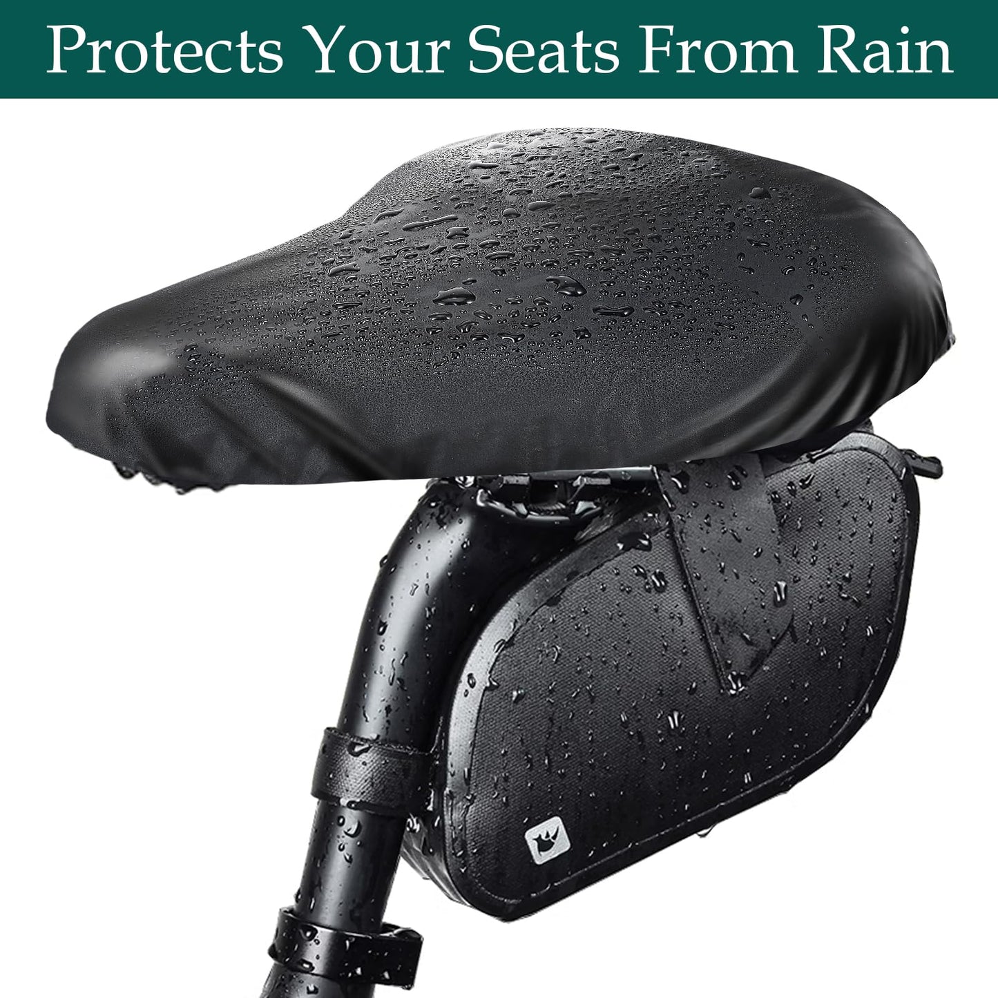 GEEHUA Bike Seat Covers, 2Pcs Waterproof Bicycle Seat Cover Bicycle Saddle Rain Dust Cover with Elastic Bike Seat Sun Dust Protector Washable Bike Seat Cushion Cover for Women Men City Mountain