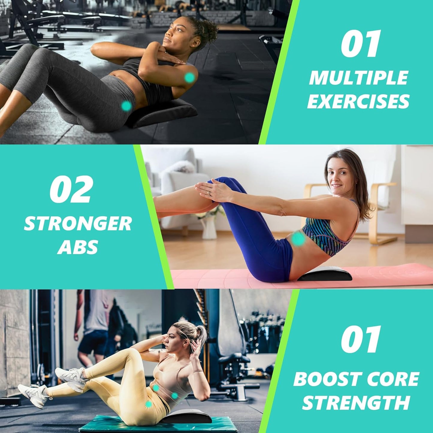 Ab Mat with Resistance Band - High Density Foam Core Trainer for Sit Ups & Crunches | Non-Slip Abs Workout Equipment for Home & Gym