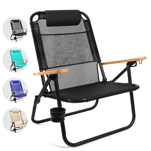 Water Buffalo Bondi Beach Chair – Backpack Beach Chair for Adults with Reclining Positions, Cup Holder & High Back Support