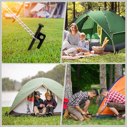 NIOSAVM Heavy Duty Tent Stakes 8-Pack - Carbon Steel Rust-Proof Camping Pegs with Protective Caps, Storm-Proof for Beach, Mountain & Tarp Anchoring