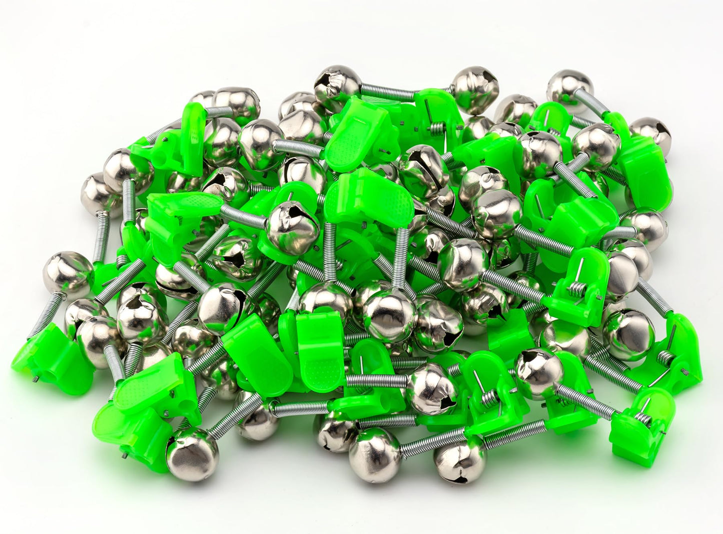 Famgee 46 Pcs Plastic Fishing Bells Clips Night Fishing Rod Fish Bite Bait Alarm Indicator with Dual Alert Bells